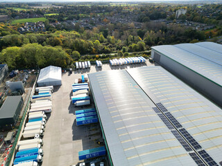 High Angle View of Industrial Estate Warehouse at Hemel Hempstead City of England UK. November 5th,...