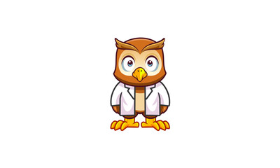 Doctor owl mascot cartoon illustration