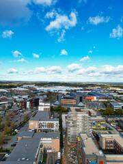 High Angle View of Industrial Estate Warehouse at Hemel Hempstead City of England UK. November 5th,...
