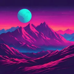 Poster Roze landscape with mountains
