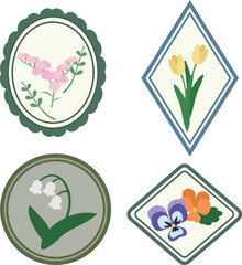 可愛いお花のワンポイントイラスト素材セット