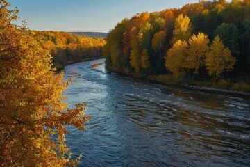 Obraz premium autumn season along the river