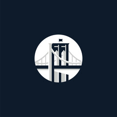 Creative concept bridge logo design with circles
