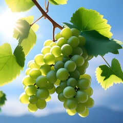 Beautiful bunch of green grapes