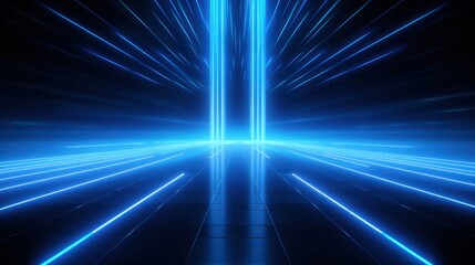 Blue neon lights background VIP neon lights entrance background or festival concept Futuristic abstract background
