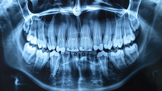 Artistic X-ray image of a human jaw