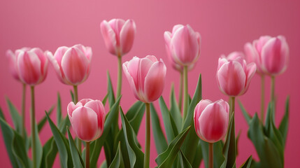 Pink tulips on pastel background mother's day 