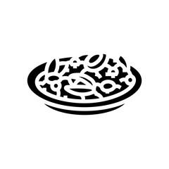seafood paella sea cuisine glyph icon vector. seafood paella sea cuisine sign. isolated symbol illustration