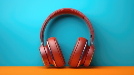 Vibrant, modern headphones illuminate a bright background, merging style and tech seamlessly, Ai Generated.