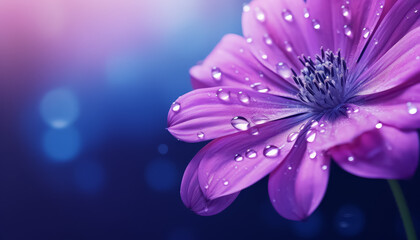 A purple flower with droplets of water on it