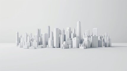 Elegant minimal 3D city render