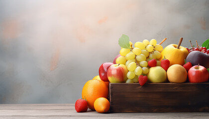 A white background with a variety of fruits and vegetables