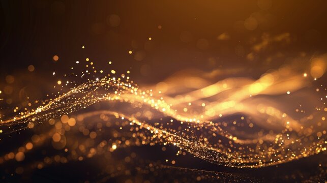 Background with technology concept with wave shape and beautiful gold color. Generate AI image