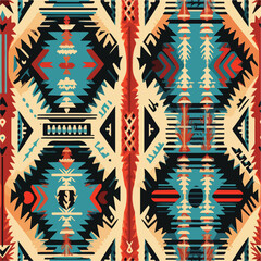 Seamless pattern vector illustration, Native American style or Mexican style and Navajo tribe are popular. Suitable for traditional Indian ornaments, carpets,fabric patterns, tiles, graphics 