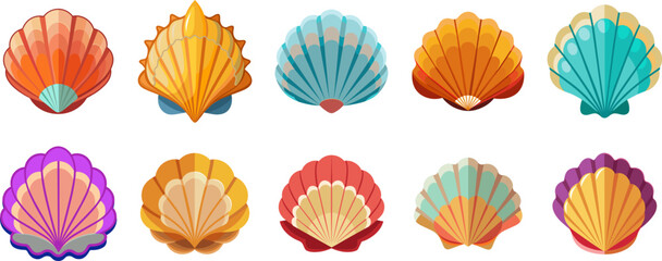Fototapeta na wymiar minimalist summer element shell illustration vector, summer element