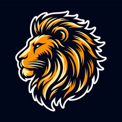Wild Lion Head Side View Logo Design Sports Mascot
