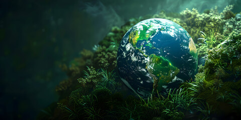Obraz na płótnie Canvas International mother earth day of green papercut world map earth day concept eco earth shapes with trees water and shadow save the earth concept happy earth day . 