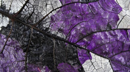 Fototapeta premium Close-up of an autumn leaf's intricate texture, showcasing vibrant hues. Ai Generated