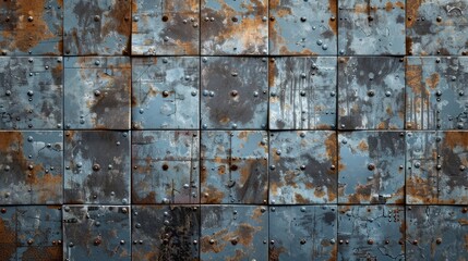 Explore the precision of tiled metal texture. Ai Generated.