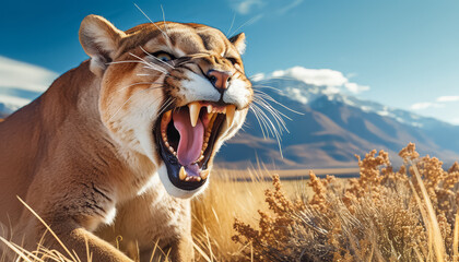 A tiger is roaring in the wild