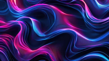 Zelfklevend Fotobehang Dynamic abstract texture background with neon fiber optic lines. Ai Generated © Crazy Juke