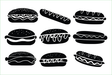 Fast Food Icon, PNG transparent, ast food icons set isolated on white background, Fast food diet