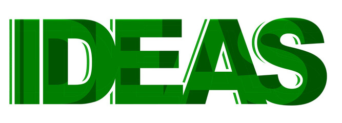 Ideas concept text, creative design word element, isolated on white background