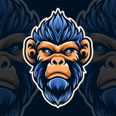 Monkey Head Mascot Logo Badge