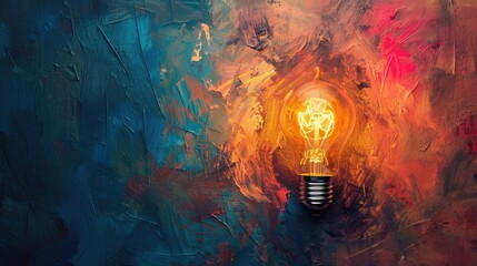 Dive into creative inspiration with a colorful liquid paint lightbulb against a dark backdrop. Ai Generated