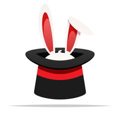 Magic hat with rabbit vector isolated illustration - 756184704