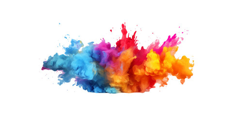 colorful vibrant rainbow Holi paint color powder explosion with bright colors isolated white background.	
