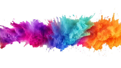 Fototapeta na wymiar colorful vibrant rainbow Holi paint color powder explosion with bright colors isolated white background. 