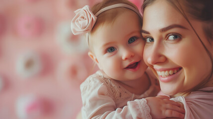 Young mom with baby on mothers day 