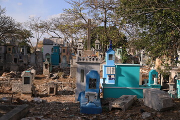 merida cemetery, yucatan mexico - obrazy, fototapety, plakaty