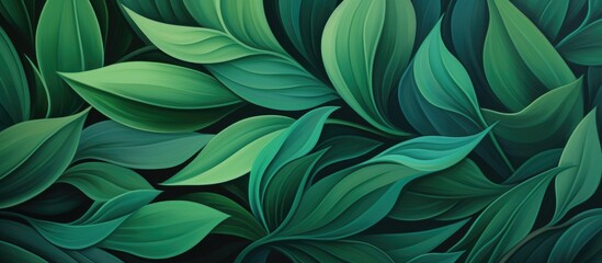 Abstract of decorative plant leaves on a green branch.