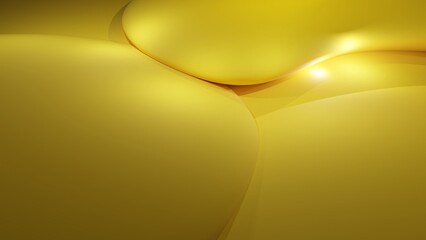 Overlapped of gold liquid bubble in close range (3D Rendering)	