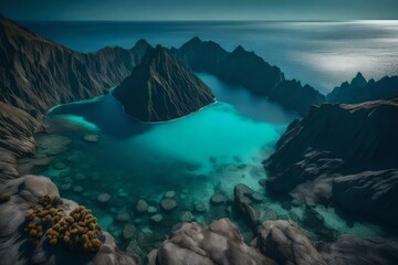 Oceanic mountains in tranquil ascent, a submerged landscape captured by the HD lens.