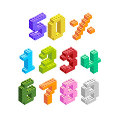 Collection of digits. Numbers, figures of construction blocks - 756187946