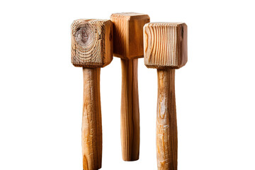 wooden hammer isolated on PNG Background. Generative Ai.