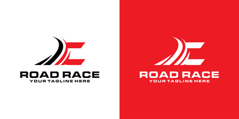 letter C and asphalt road logo design, racing logo, for automotive, racing, sports