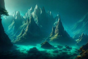 Underwater peaks standing proud, a hidden world illuminated by the play of light.