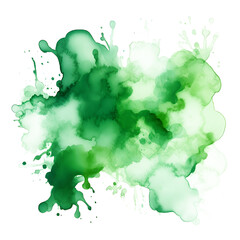 Green stain abstract watercolor. Green stains in watercolor style on white and transparent background - obrazy, fototapety, plakaty