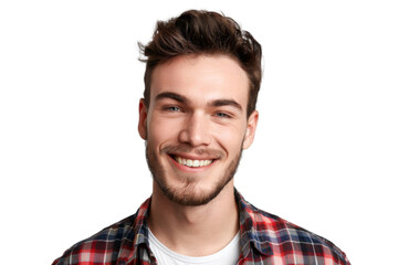 Obraz premium Studio portrait of a handsome young white Americana man with a beautiful smile wearing casual outfits looking at camera, isolated on transparent png background. 
