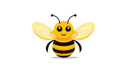 Cartoon doodle bee flat vector isolated on white background