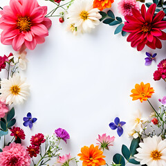 Obraz premium seasonal-flowers-burst-with-colors-frame-the-edges-of-an-image-stock-photo-style-set-against