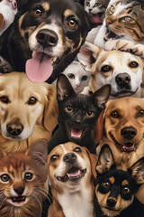 Delighted Dogs and Cats on a Pristine White Background, Generative AI