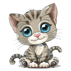 Cute Cartoon Kitten Clipart Clipart isolated on white background 