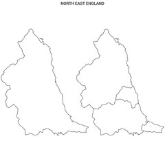 North East England Administrative Map Set - blank outline map