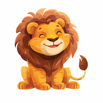 Cute Illustrated Lion Clipart isolated on white background