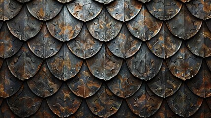 Abstract background adorned with flake texture. Dark metal blades add texture.